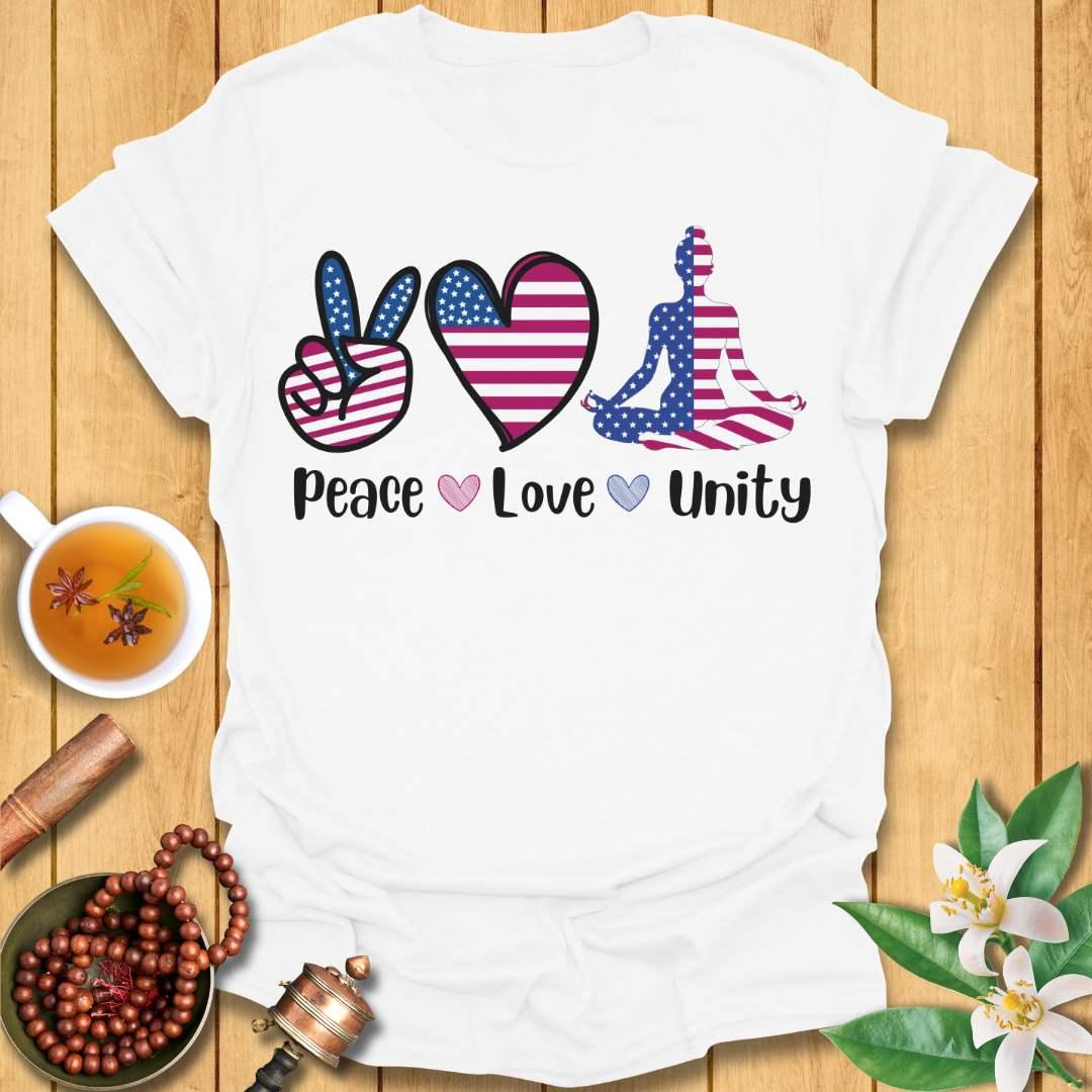 Peace Love Yoga USA T-Shirt