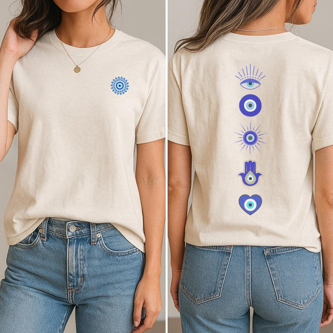 Blue Evil Eye T-Shirt (Front + Back)