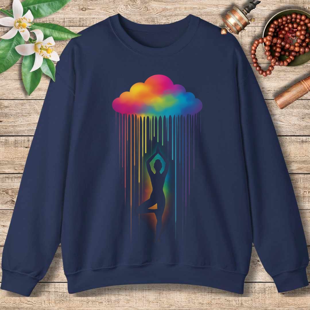 Chakra Energy Sweatshirt – Rainbow Drip Cloud Design for Balance & Mindfulness