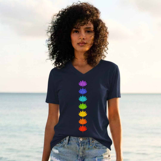 Chakra Lotus Flowers Unisex V-Neck T-Shirt
