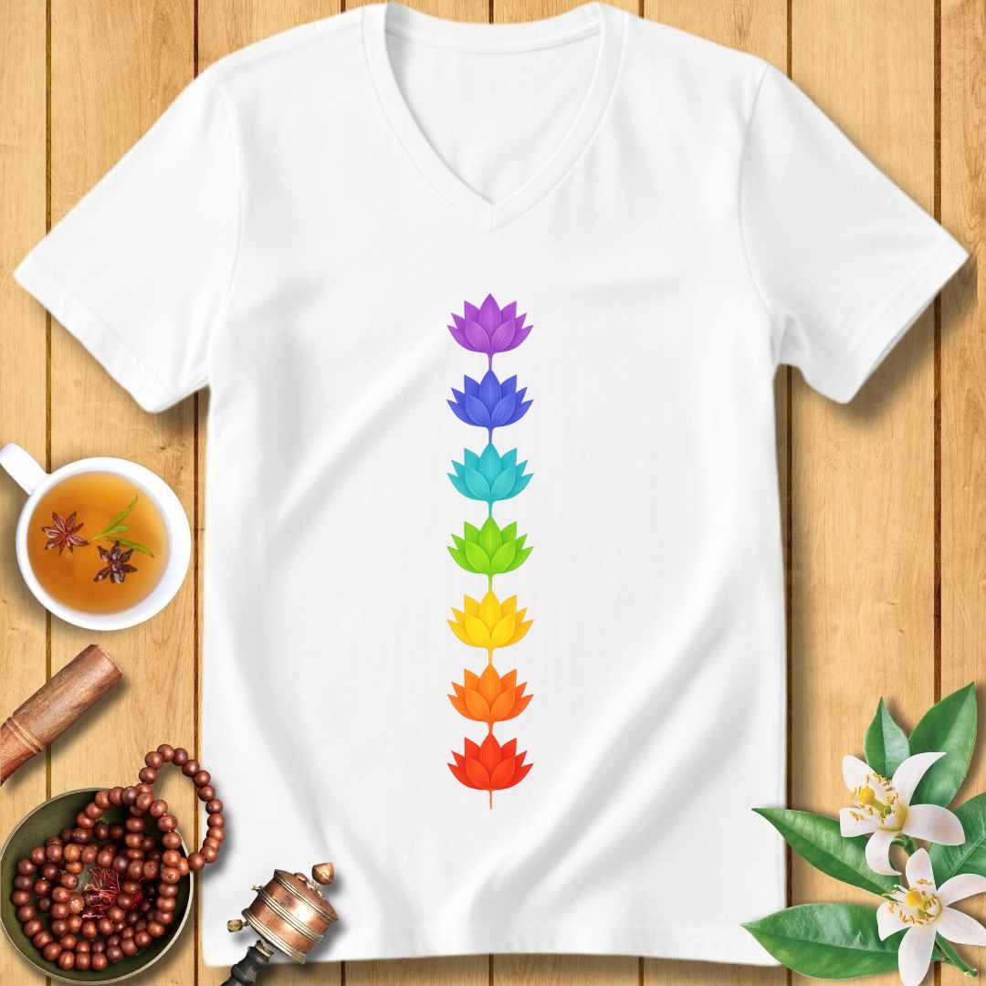 Chakra Lotus Flowers Unisex V-Neck T-Shirt