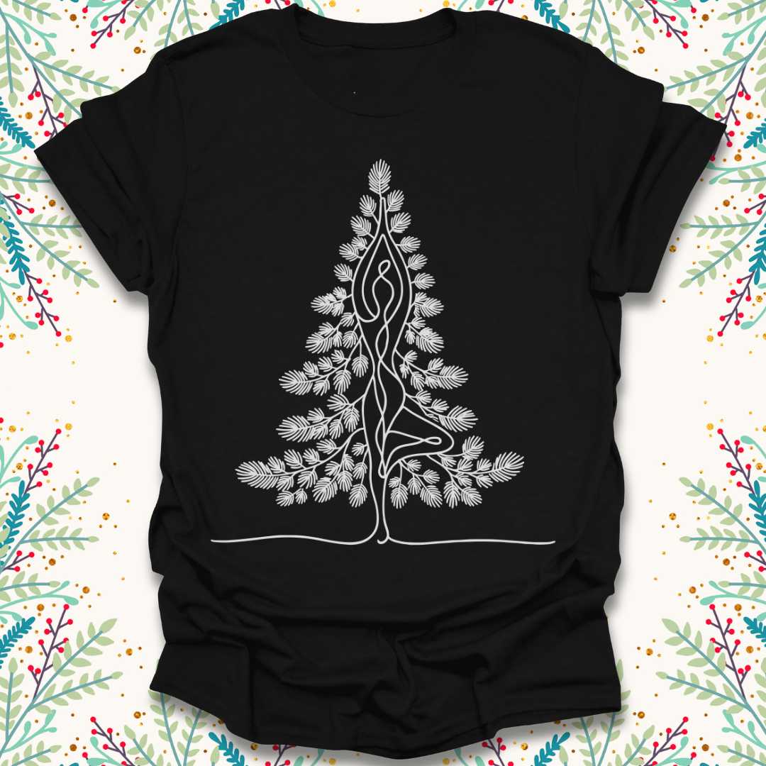 Minimalist Christmas Tree Pose T-Shirt