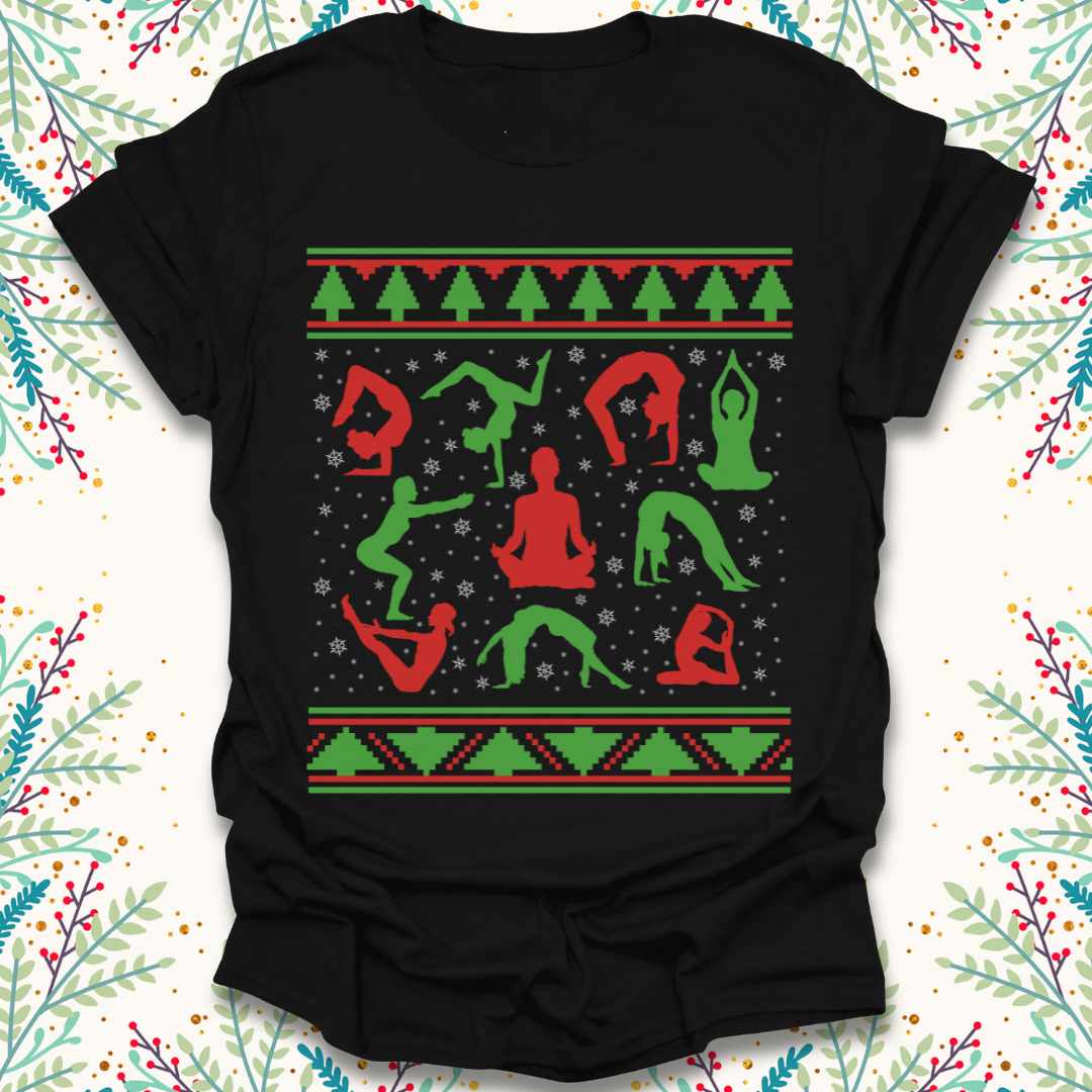 Christmas Yoga Pattern T-Shirt