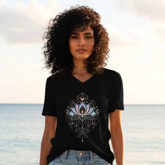 Cosmic Lotus Unisex V-Neck T-Shirt