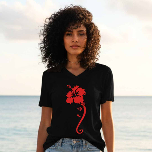Ganesha in Bloom Unisex V-Neck T-Shirt