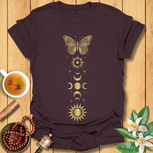 Golden Butterfly Moon Phases T-Shirt