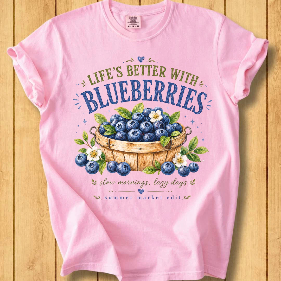 Life Is Better with Blueberries Unisex Dyed T-Shirt