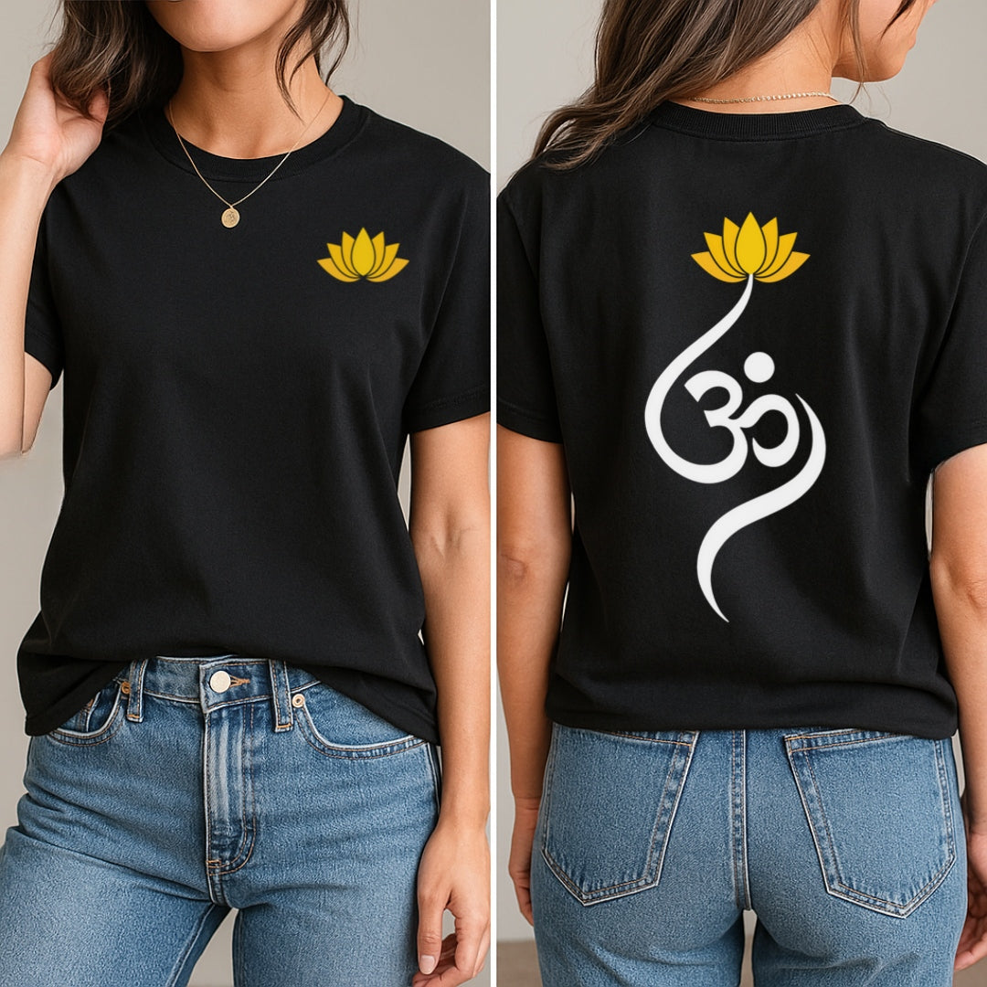 Lotus Om Symbol T-Shirt (Front + Back)
