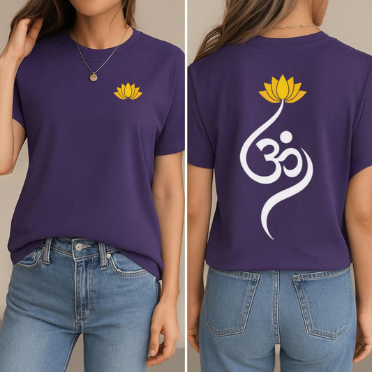 Lotus Om Symbol T-Shirt (Front + Back)