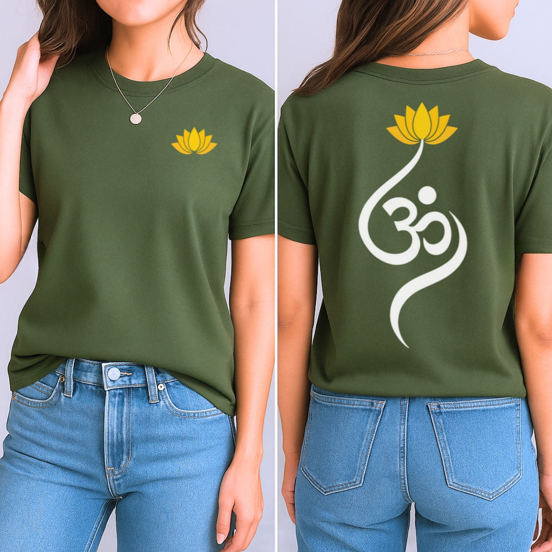 Lotus Om Symbol T-Shirt (Front + Back)