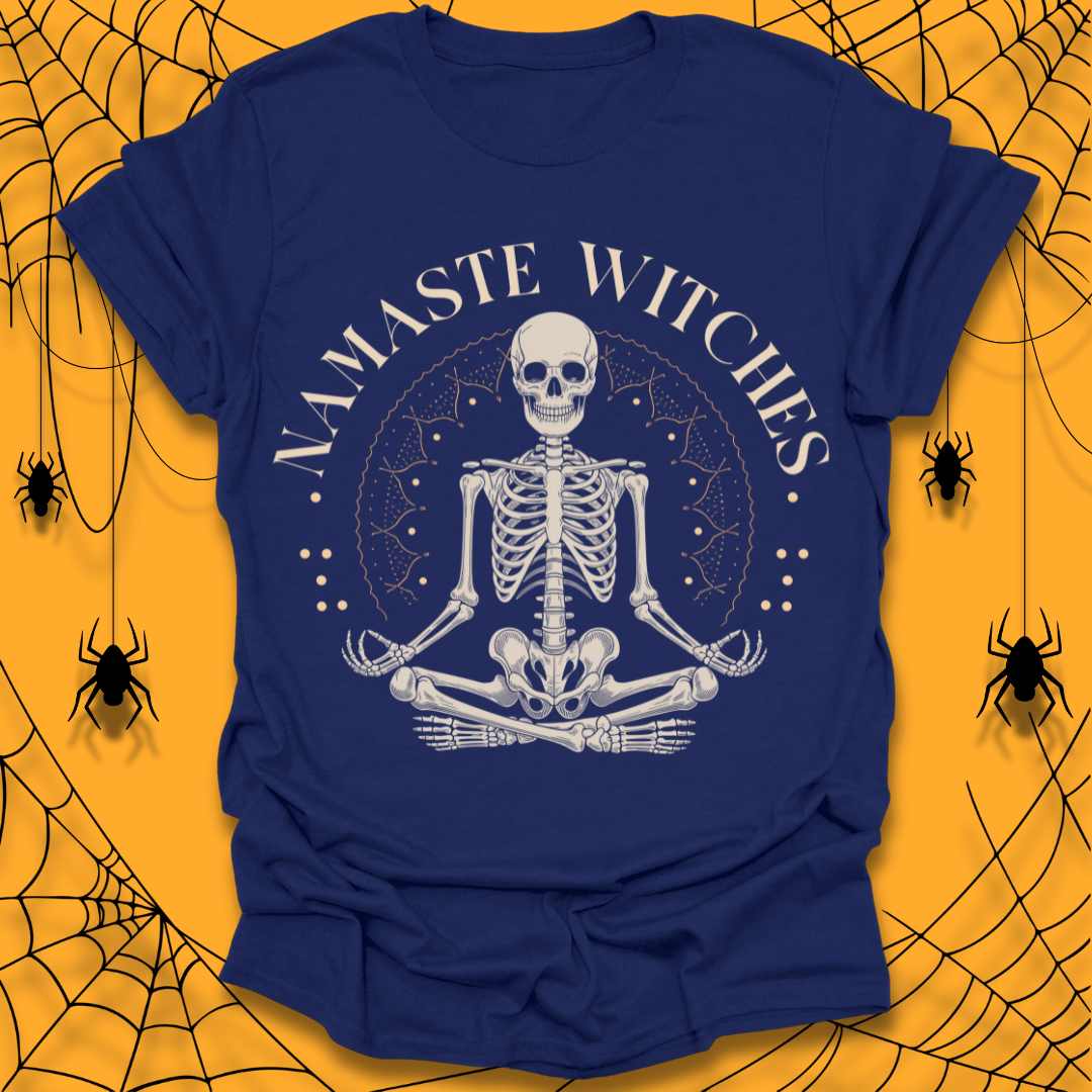 Skeleton Yoga Witches Halloween T-Shirt