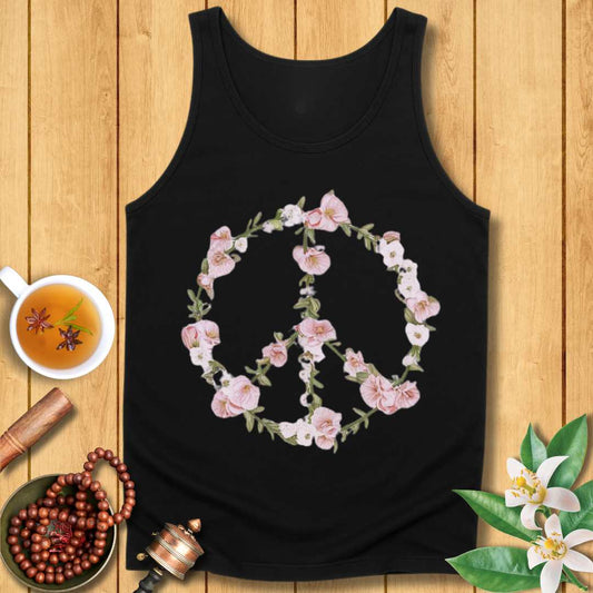 Pink Floral Peace Sign Unisex Jersey Tank