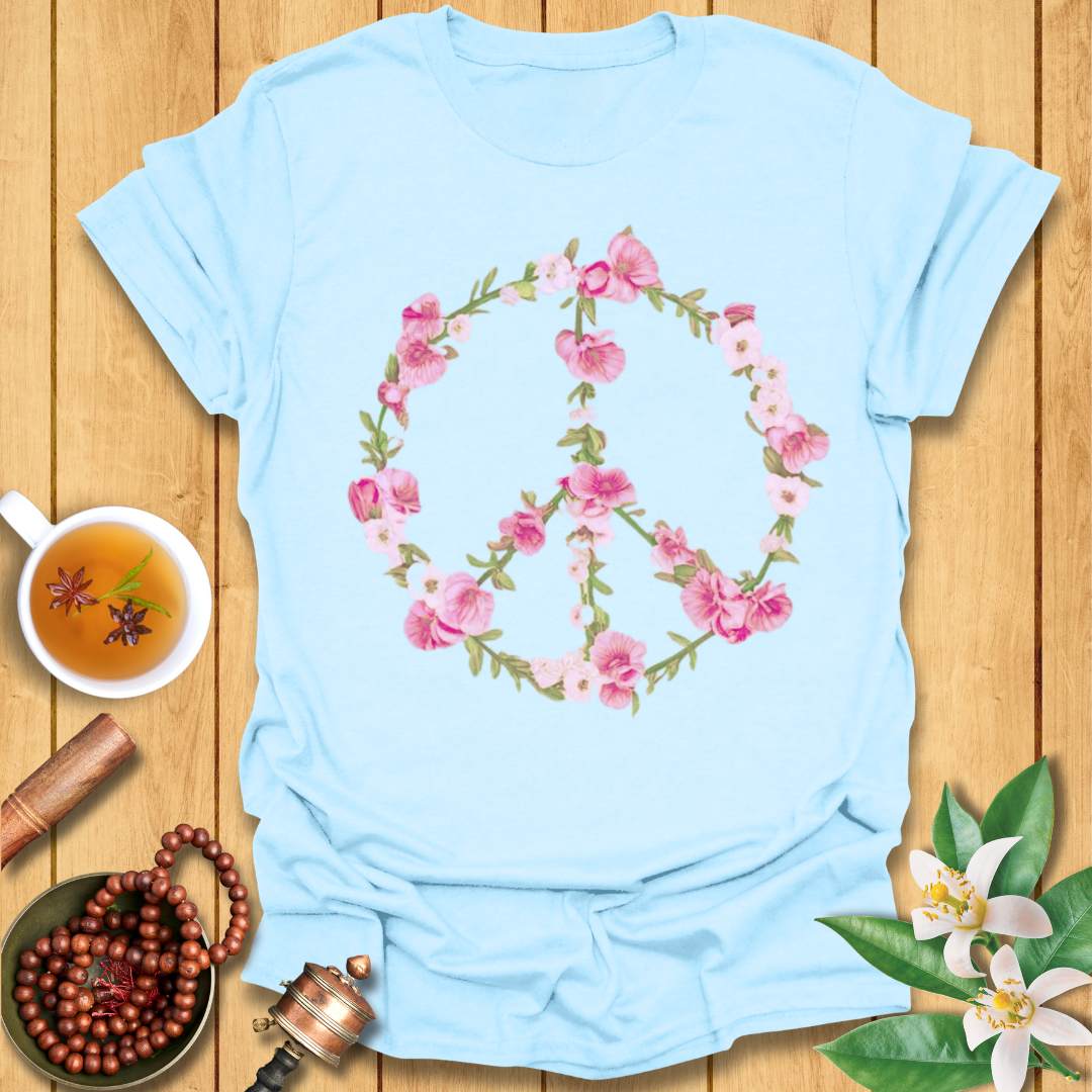 Pink Floral Peace Sign T-Shirt
