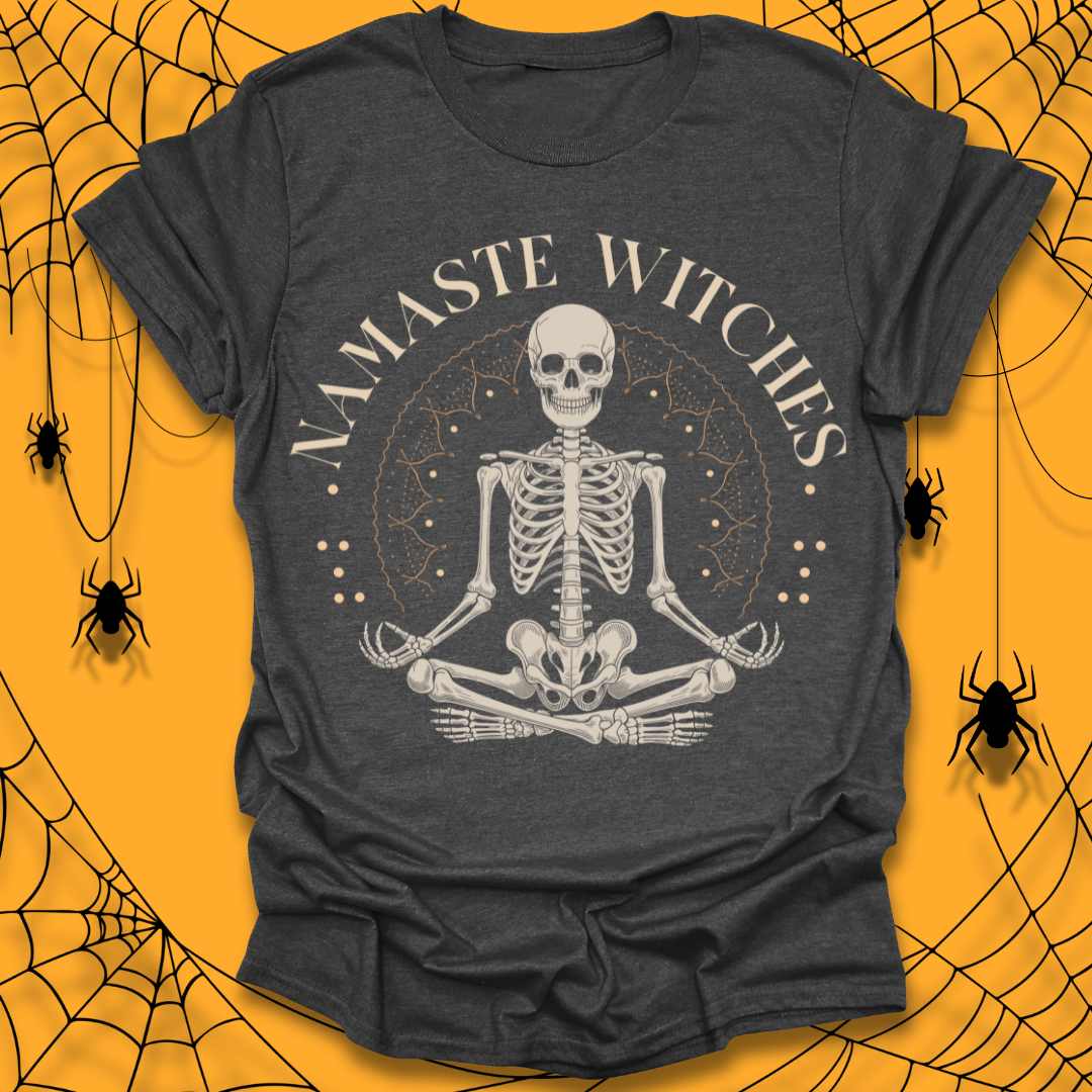 Skeleton Yoga Witches Halloween T-Shirt