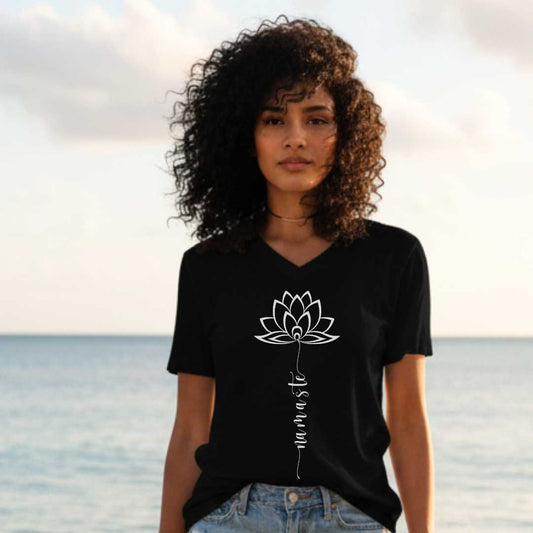 Serenity Namaste Lotus Unisex V-Neck T-Shirt