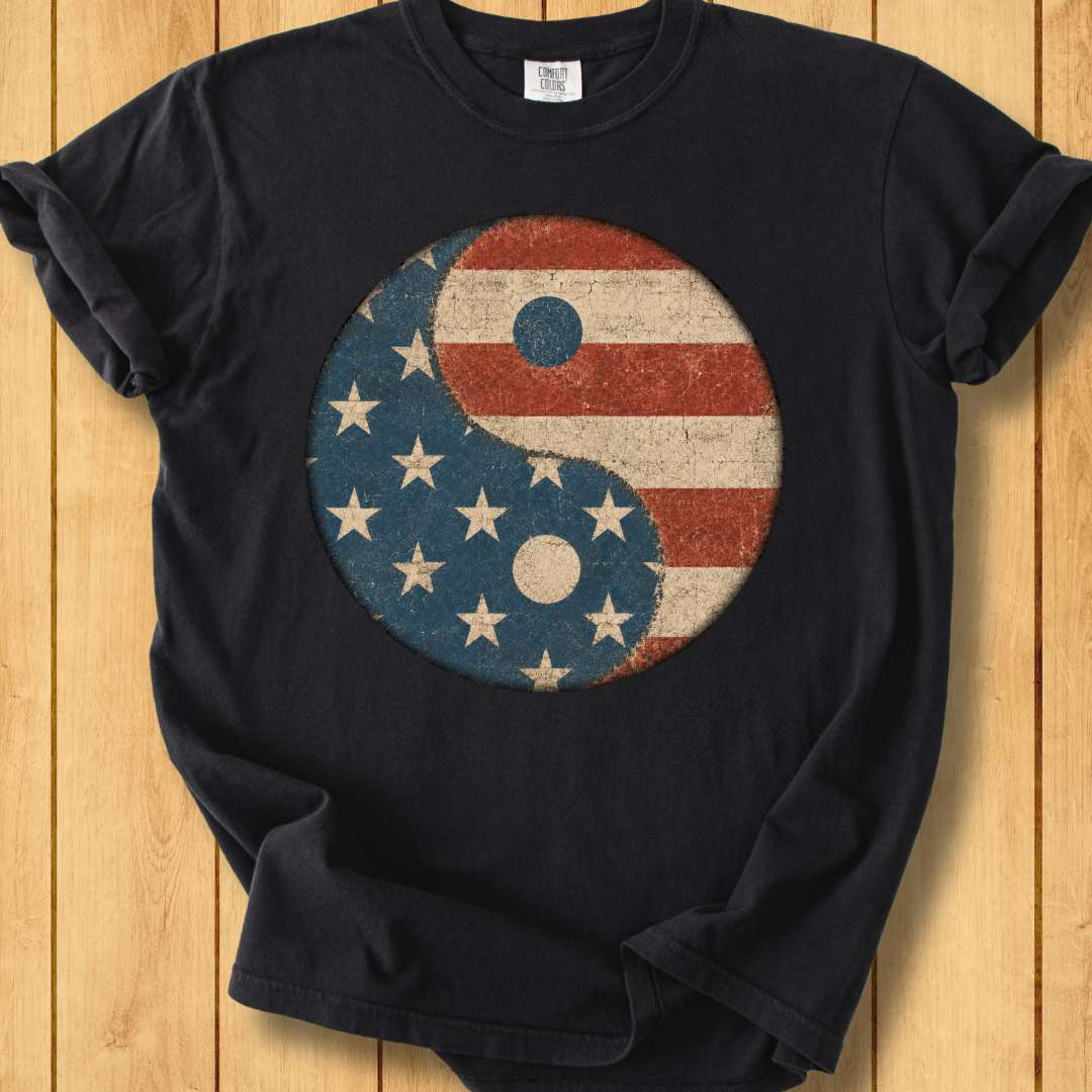 Stars and Stripes Yin Yang Unisex Dyed T-Shirt