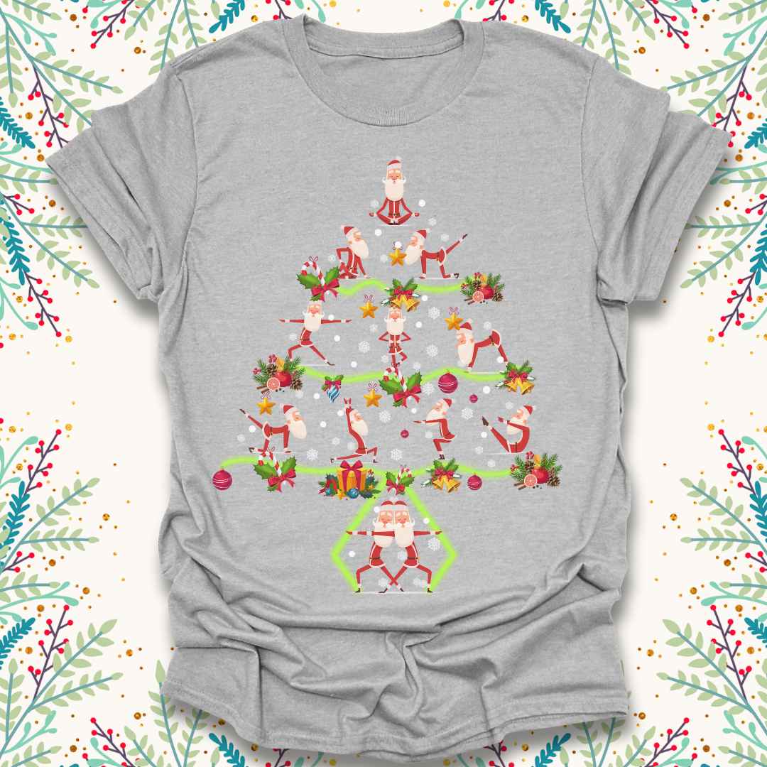 Yoga Santa Christmas Tree T-Shirt