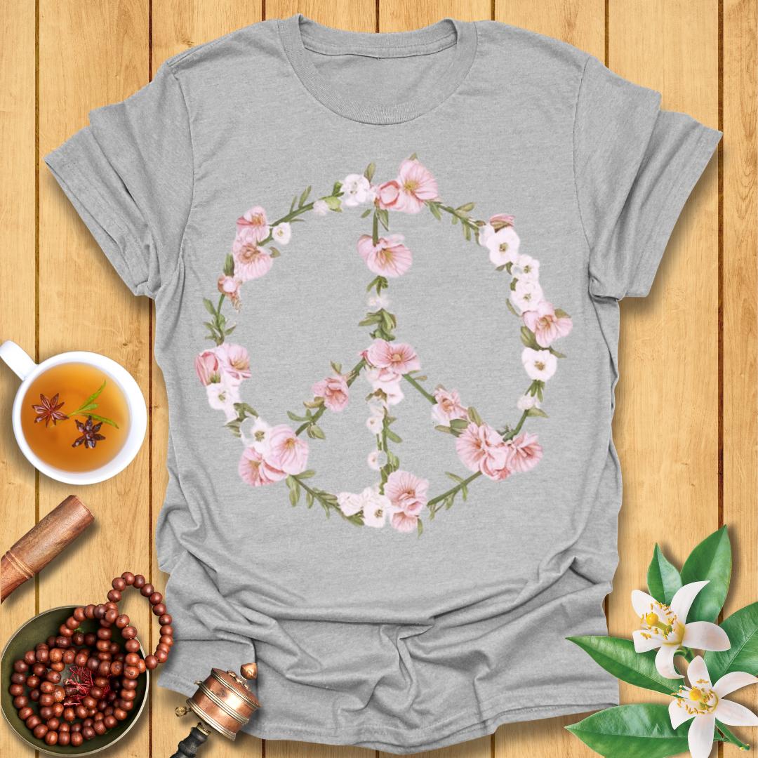 Pink Floral Peace Sign T-Shirt