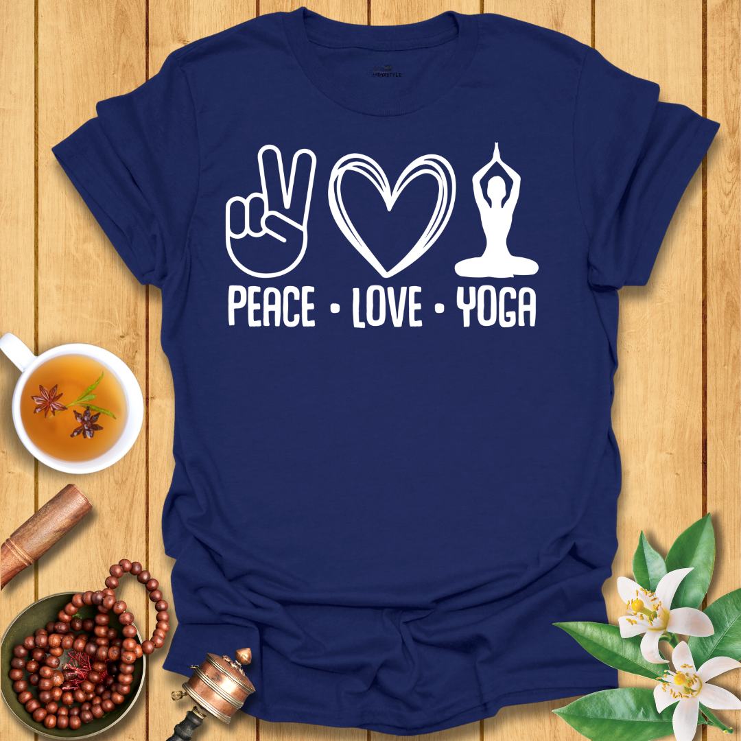 Spread Peace and Love with Yoga - T-Shirt