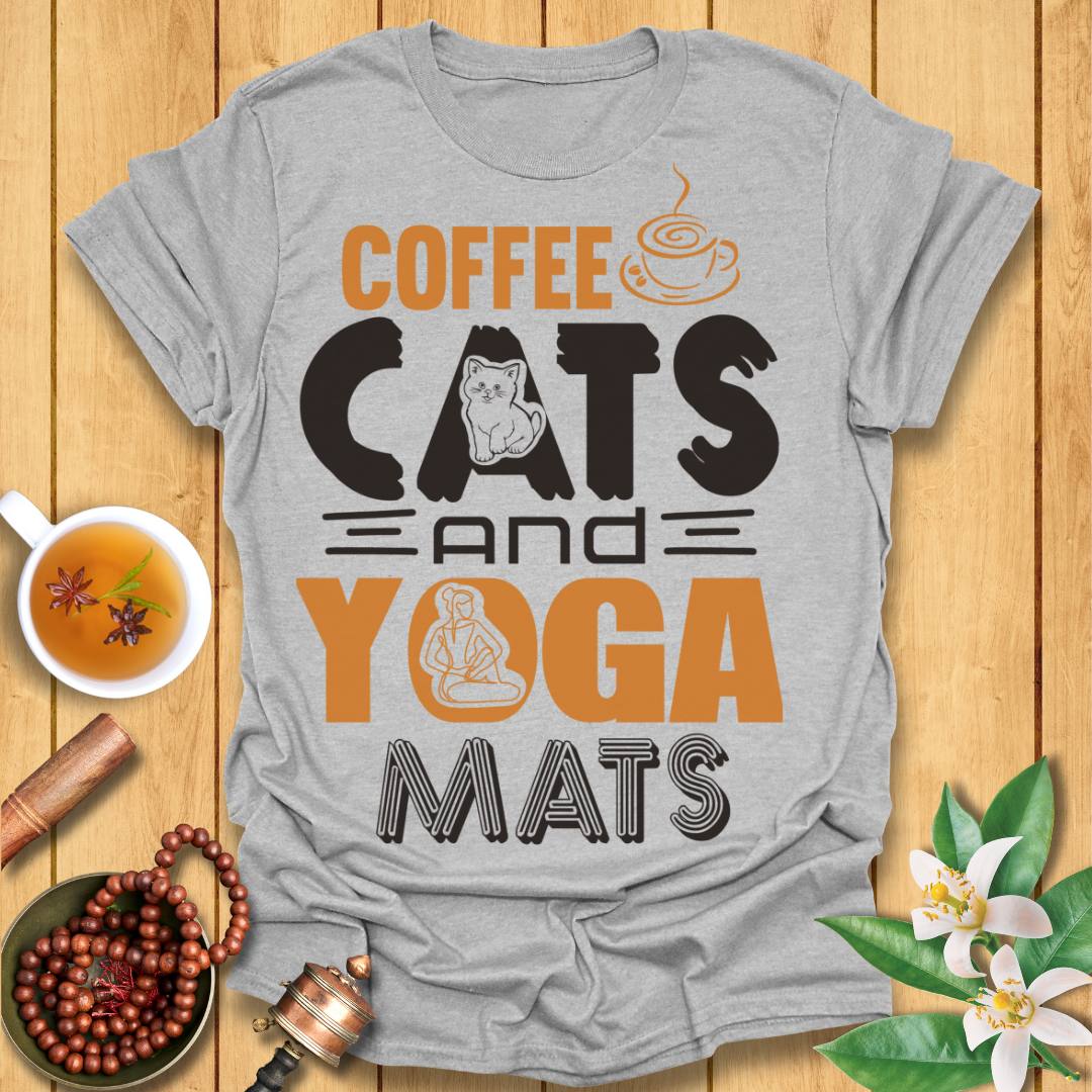 Coffee, Cats and Yoga Mats T-Shirt