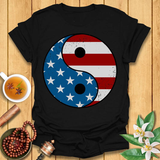 Yin Yang USA Flag T-Shirt