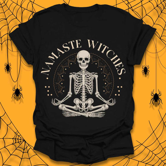 Skeleton Yoga Witches Halloween T-Shirt