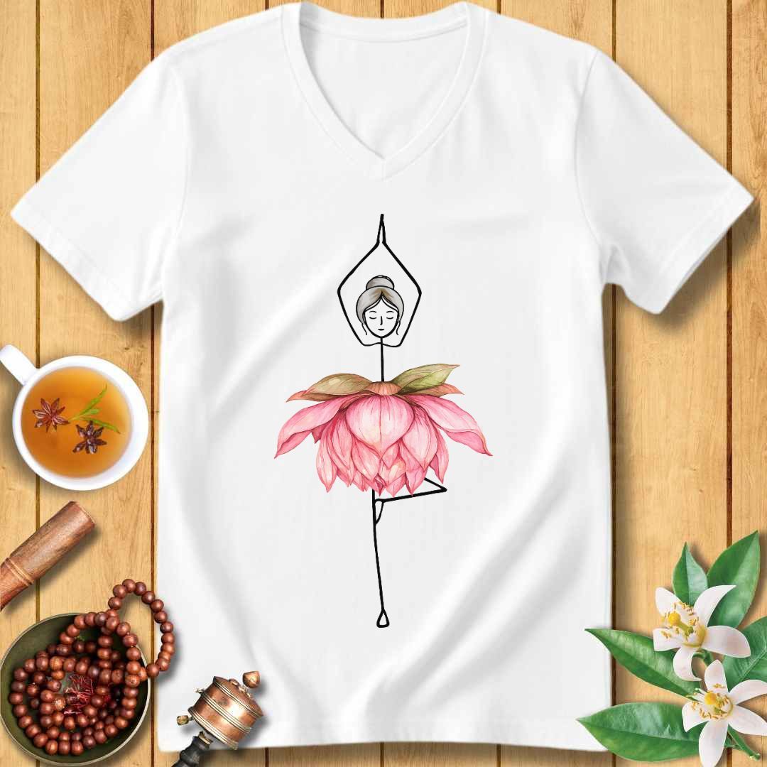 Blooming Yoga Pose Unisex V-Neck T-Shirt