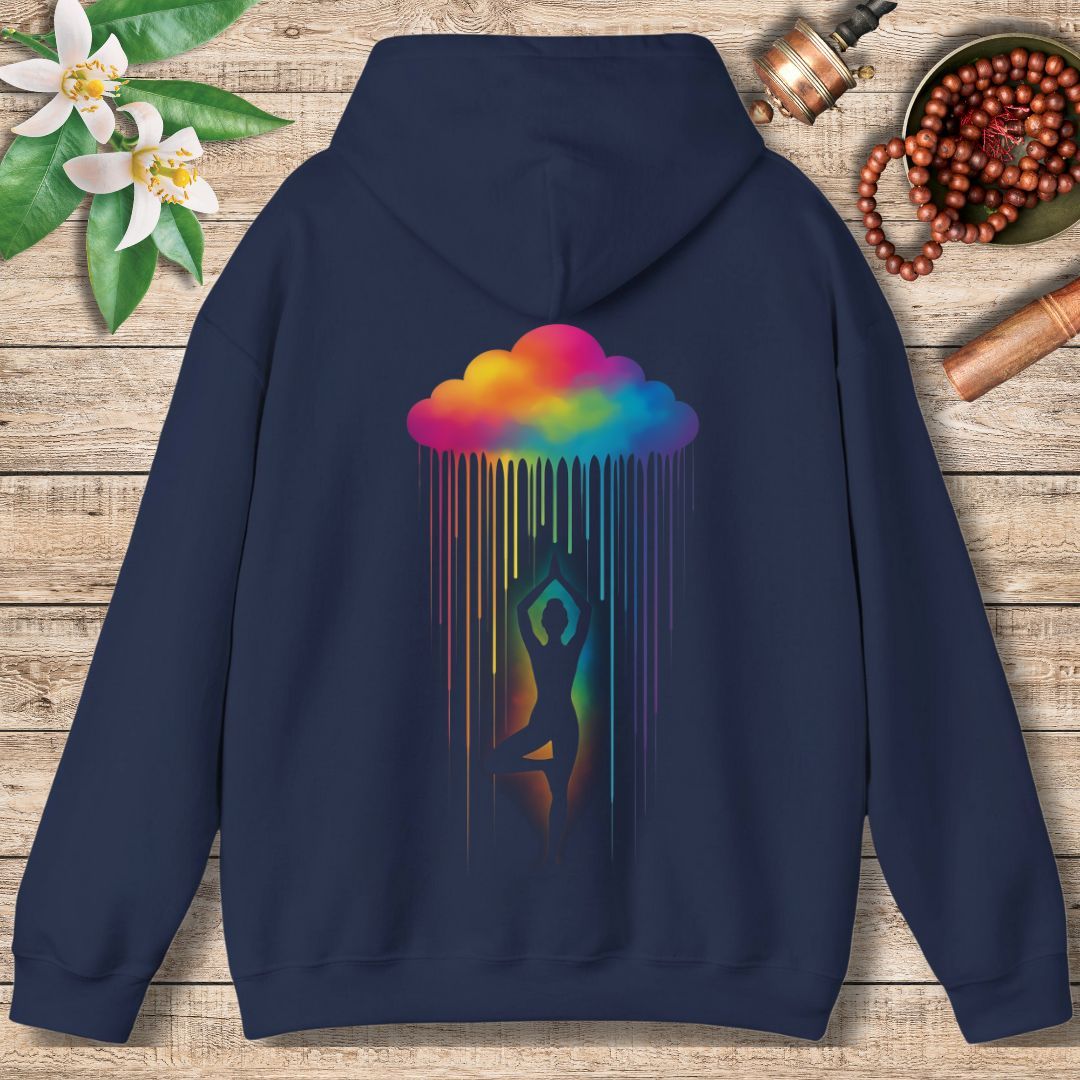 Chakra Energy Hoodie – Rainbow Drip Cloud Design for Balance & Mindfulness (Back Only)