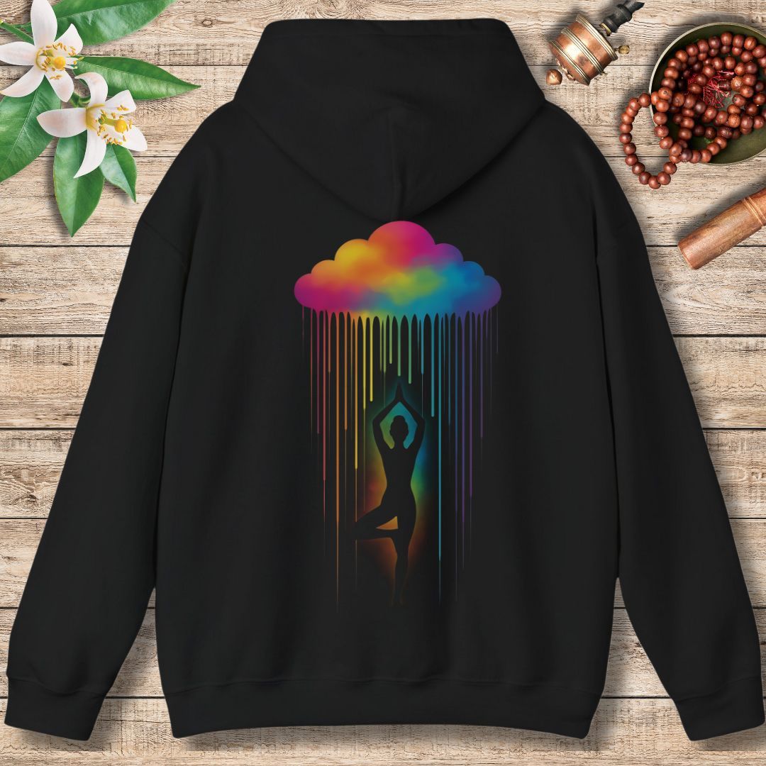 Chakra Energy Hoodie – Rainbow Drip Cloud Design for Balance & Mindfulness (Back Only)