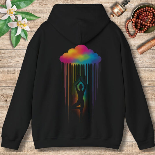 Chakra Energy Hoodie – Rainbow Drip Cloud Design for Balance & Mindfulness (Back Only)