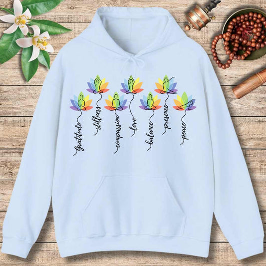 Chakra Lotus Flow Hoodie – Energy Alignment & Mindful Harmony (Front Only)