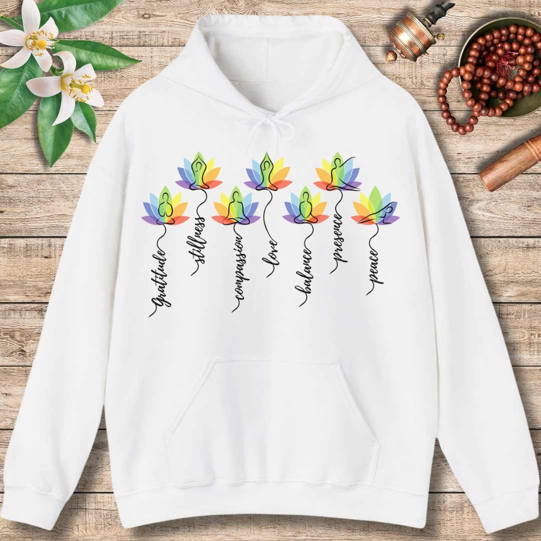 Chakra Lotus Flow Hoodie – Energy Alignment & Mindful Harmony (Front Only)