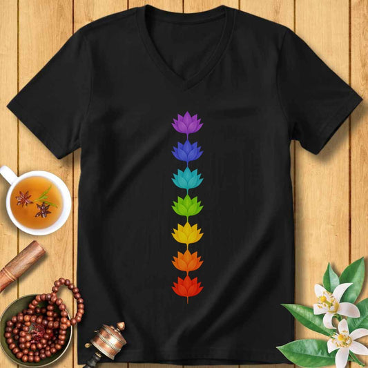 Chakra Lotus Flowers Unisex V-Neck T-Shirt