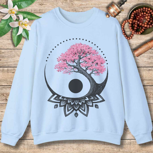 Cherry Blossom Mandala Sweatshirt – Yin Yang Balance & Renewal