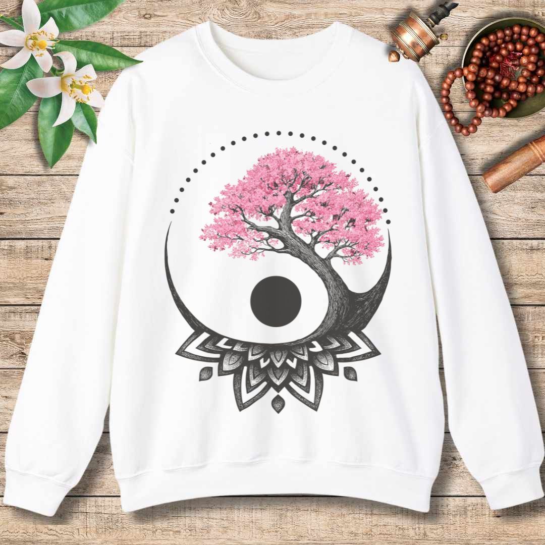 Cherry Blossom Mandala Sweatshirt – Yin Yang Balance & Renewal