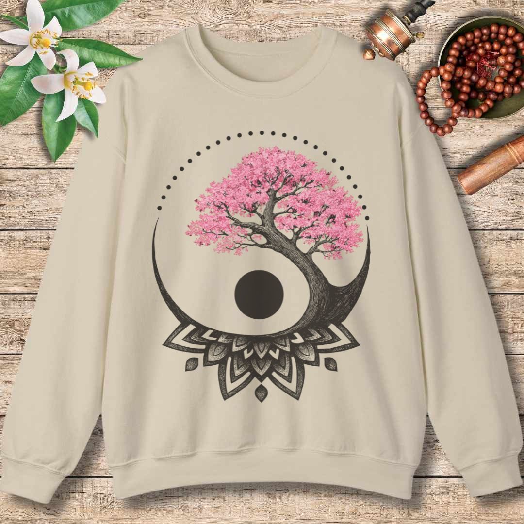 Cherry Blossom Mandala Sweatshirt – Yin Yang Balance & Renewal