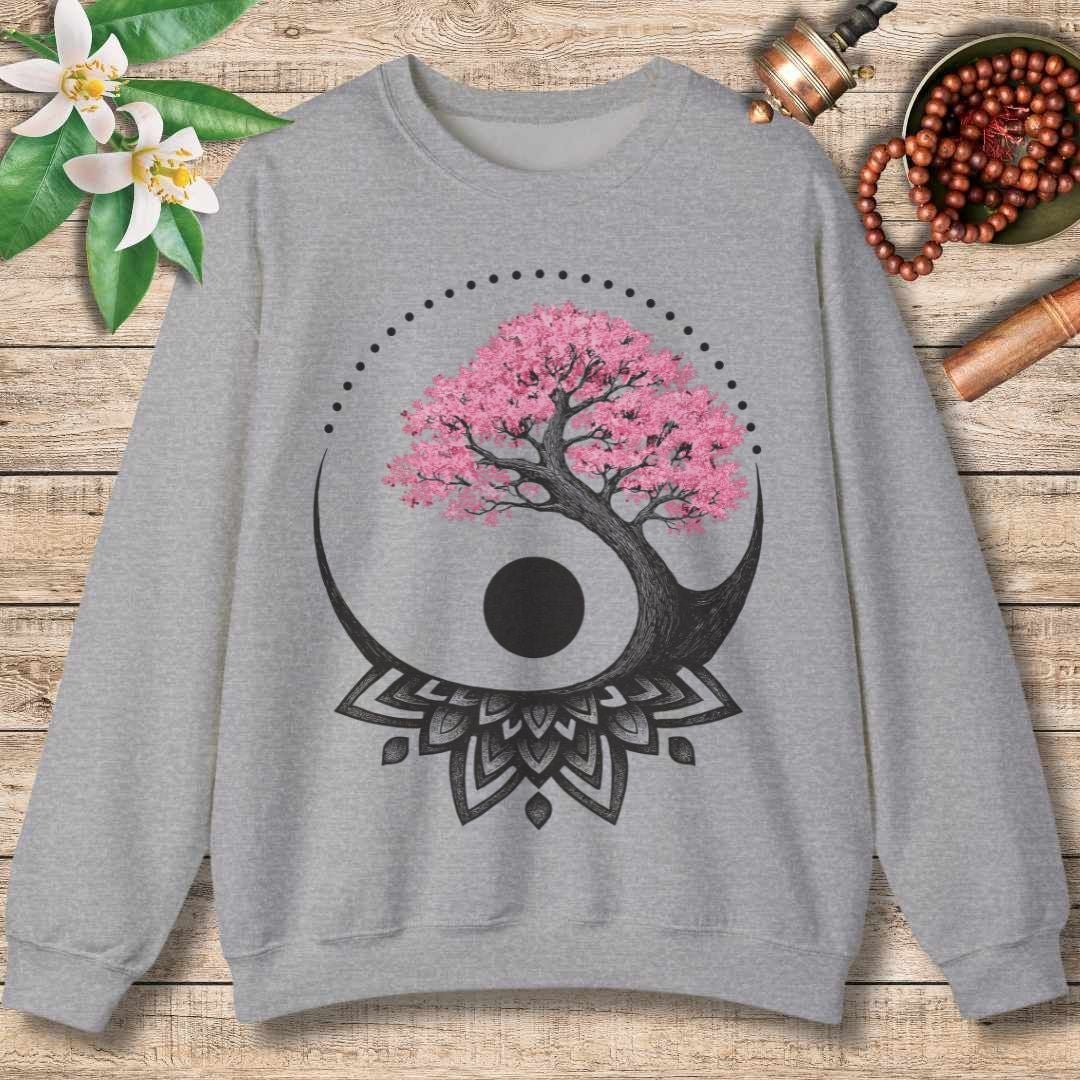 Cherry Blossom Mandala Sweatshirt – Yin Yang Balance & Renewal