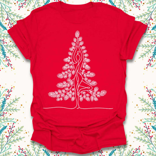 Minimalist Christmas Tree Pose T-Shirt