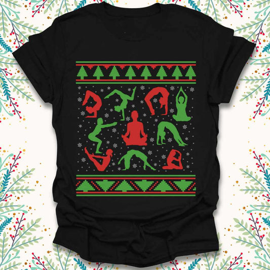 Christmas Yoga Pattern T-Shirt