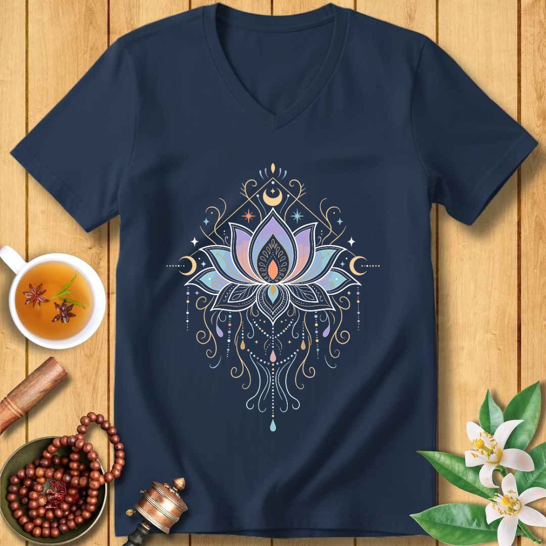 Cosmic Lotus Unisex V-Neck T-Shirt