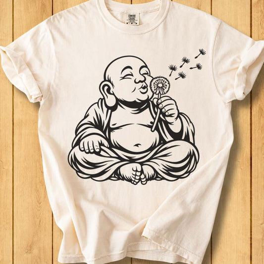 Smiling Buddha & The Dandelion Unisex Garment-Dyed T-Shirt