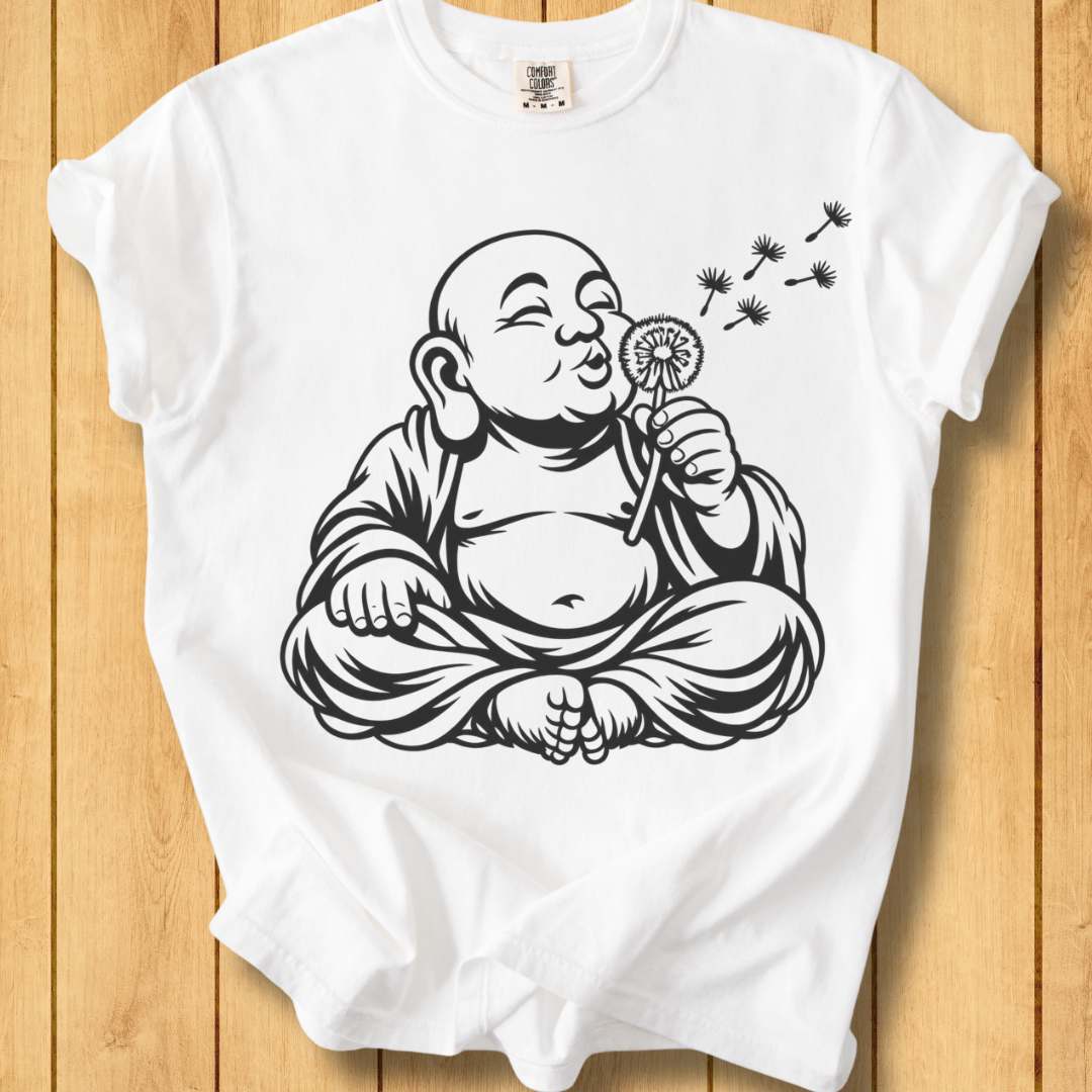 Smiling Buddha & The Dandelion Unisex Garment-Dyed T-Shirt