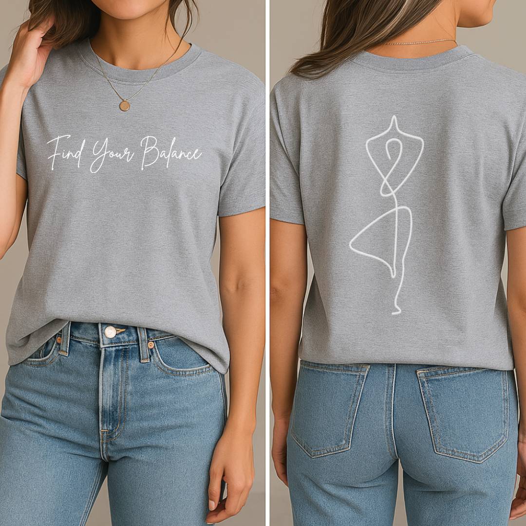 Find Your Balance T-Shirt (Front + Back) – Om-Style