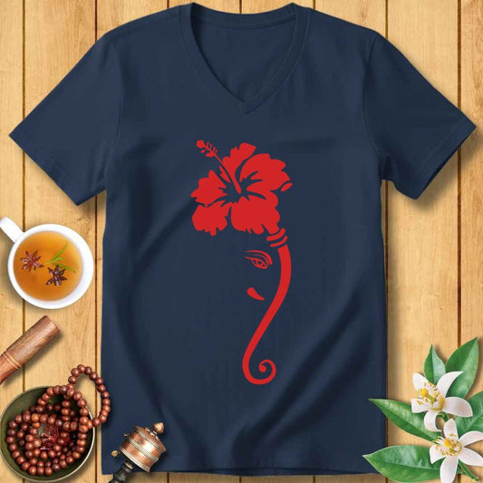 Ganesha in Bloom Unisex V-Neck T-Shirt