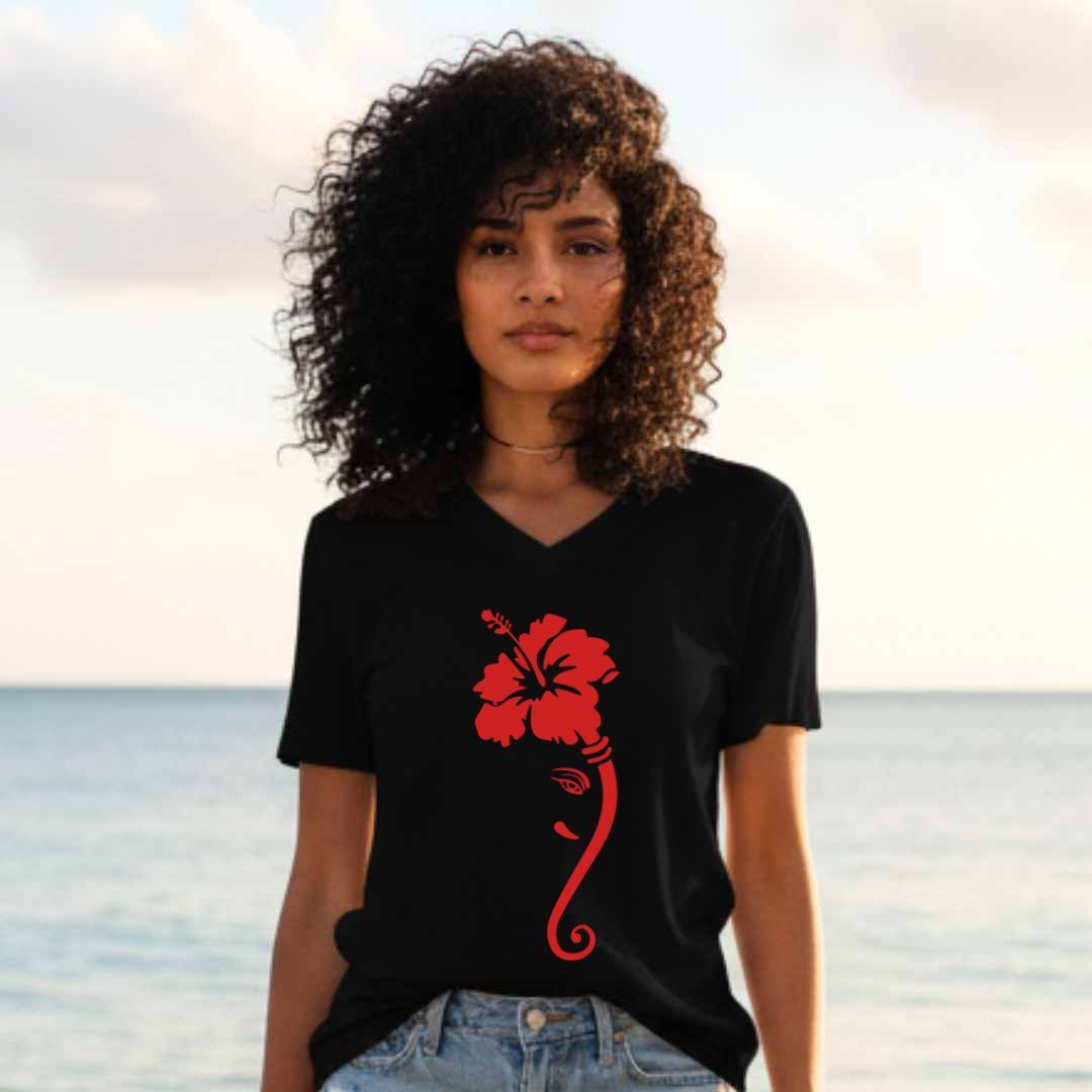 Ganesha in Bloom Unisex V-Neck T-Shirt
