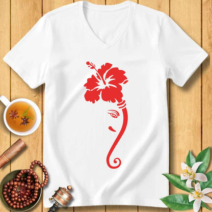 Ganesha in Bloom Unisex V-Neck T-Shirt