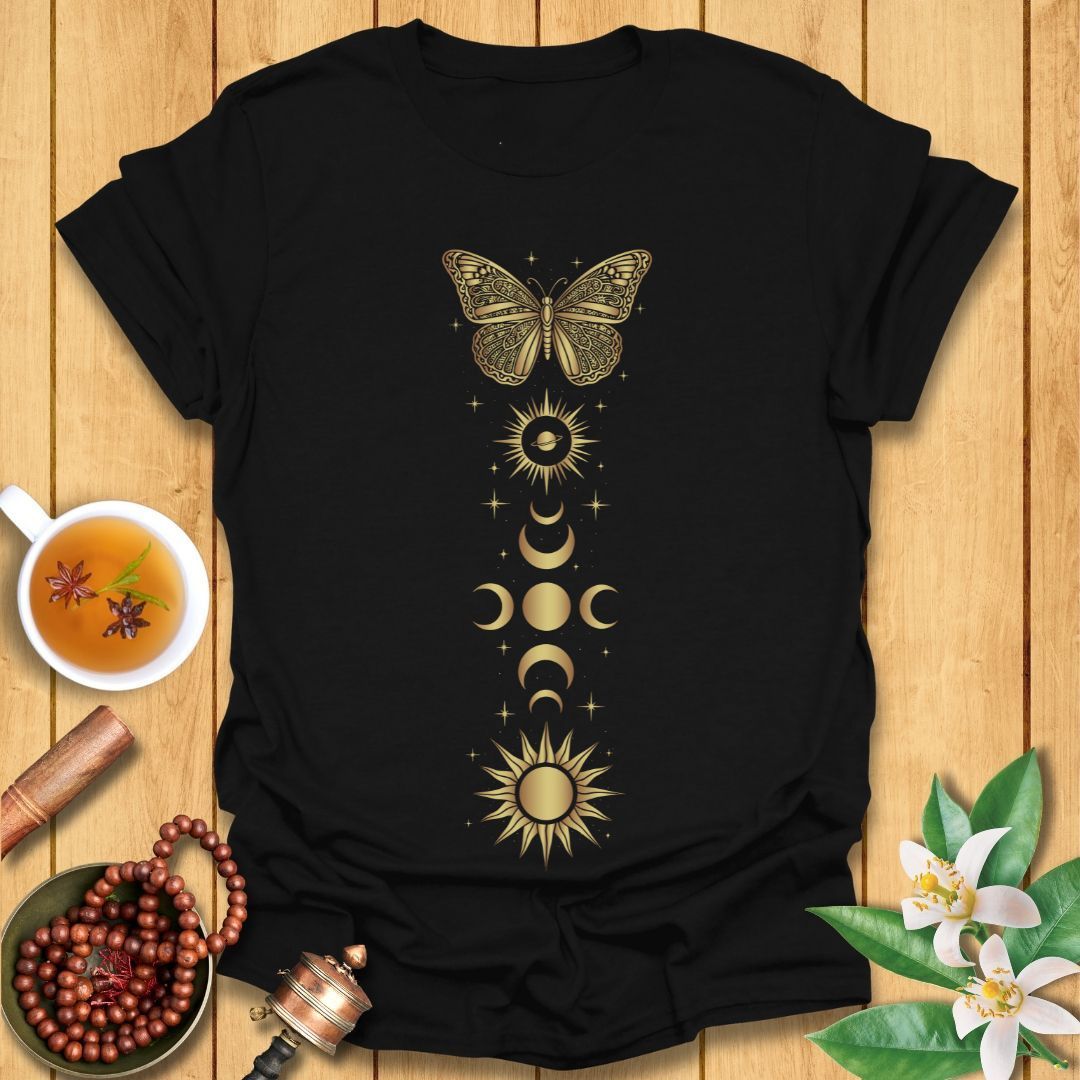 Golden Butterfly Moon Phases T-Shirt