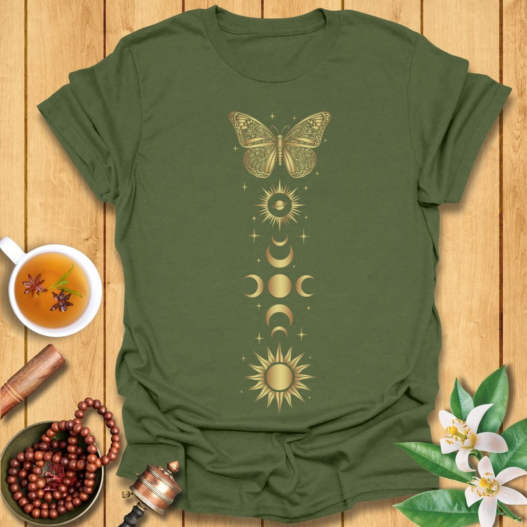 Golden Butterfly Moon Phases T-Shirt