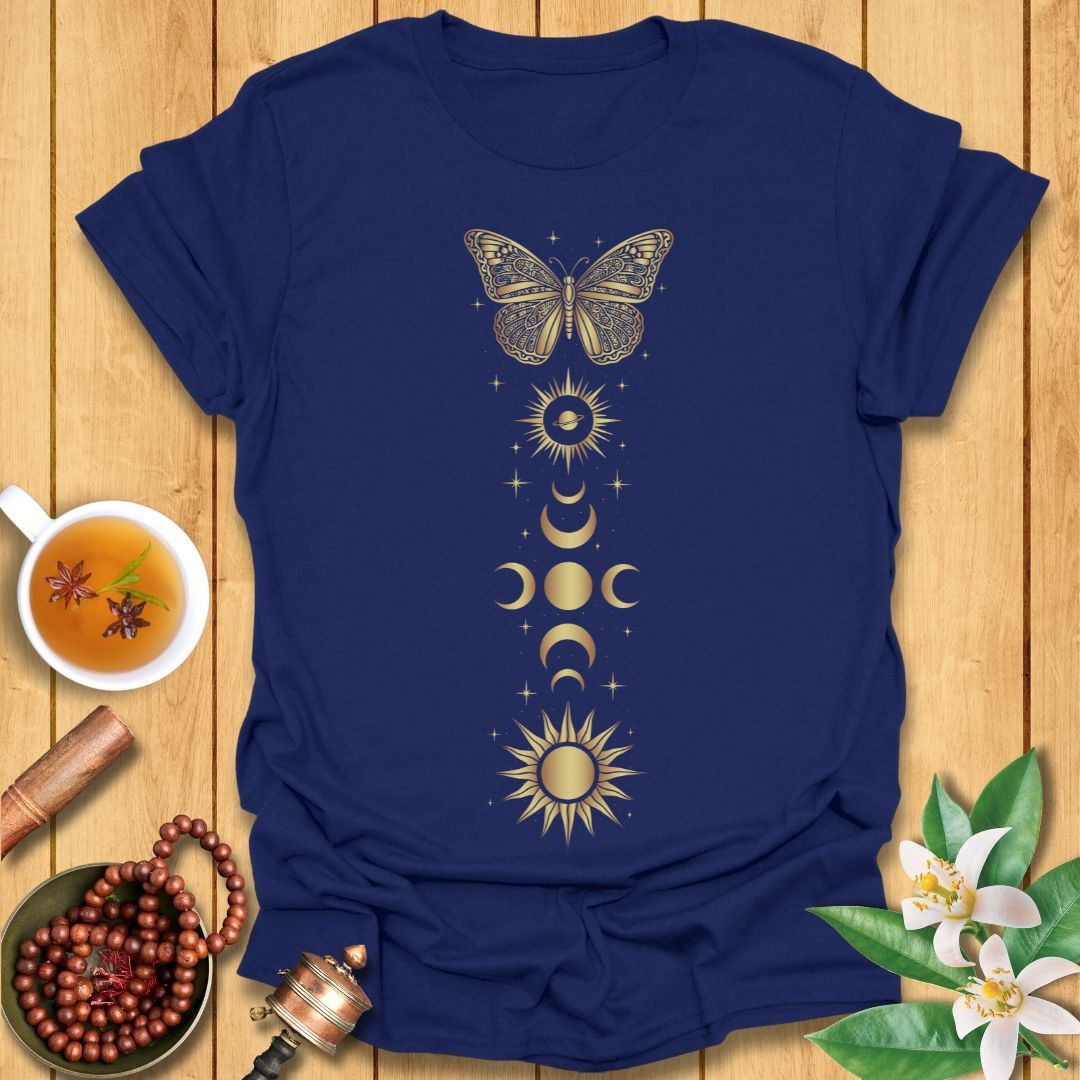 Golden Butterfly Moon Phases T-Shirt
