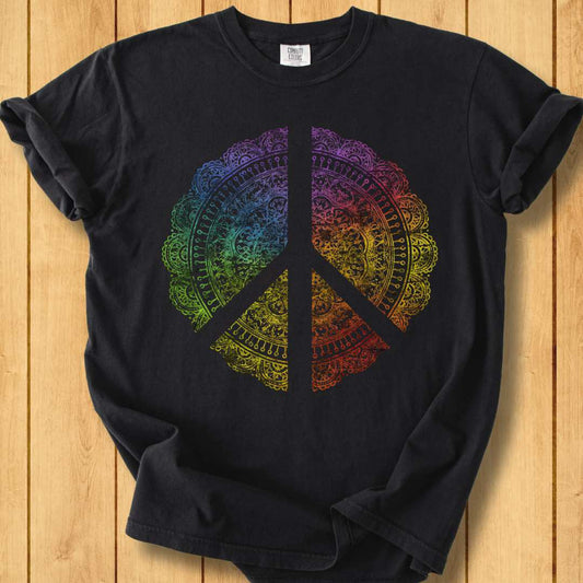 Grunge Chakra Peace Sign Unisex Dyed T-Shirt